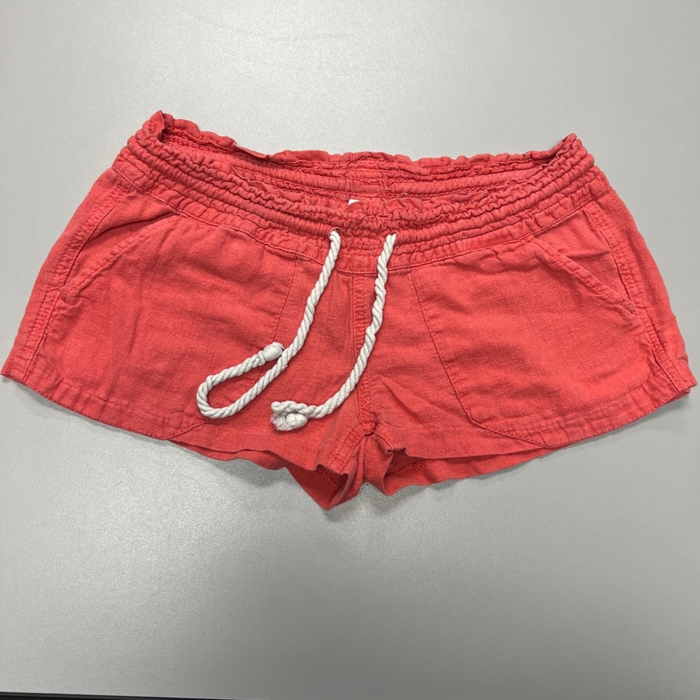 Roxy Women's Oceanside Beach Shorts Coral Size S Drawstring Elastic Waist